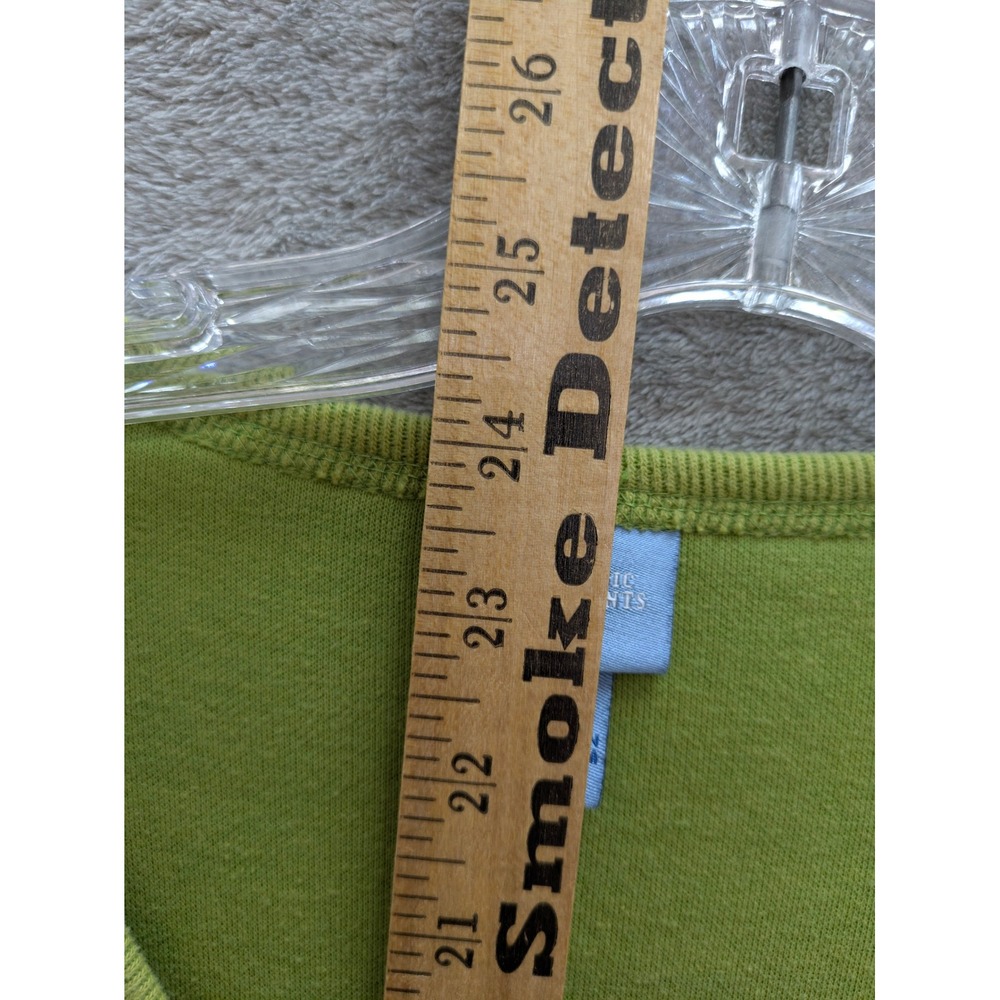 Minimalist Henley Pullover Womens Medium Green Vneck Floral Emboridered Casual - Picture 5 of 7